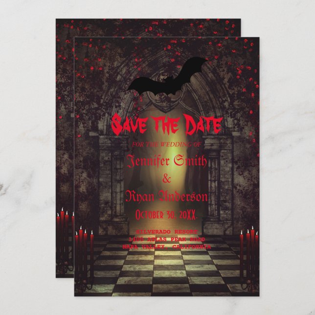 Elegant  Gothic  wedding save the date  Invitation (Front/Back)
