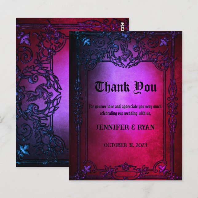 Elegant Gothic wedding Thank You Card (Front/Back)