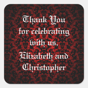 Elegant Gothic wedding Thank you square stickers