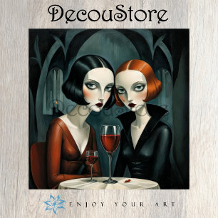 Elegant Gothic Women with Wine Glass Decoupage Tissue Paper