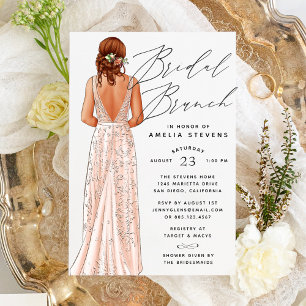 Elegant Gown Bridal Brunch Invitation