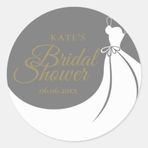 Elegant Gown Bridal Shower Favour Classic Round Sticker