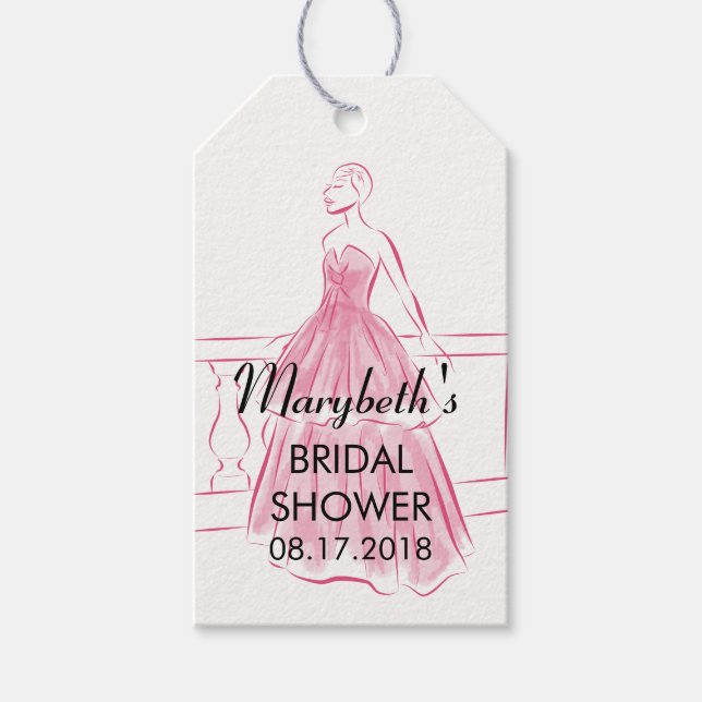 Elegant Gown Bridal Shower Gift Tags (Front)