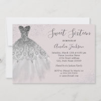 Elegant Gown Dusty Pink Sweet Sixteen Invitation