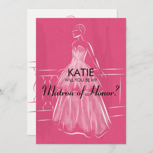 Elegant Gown Will You Be My Matron of Honour Card
