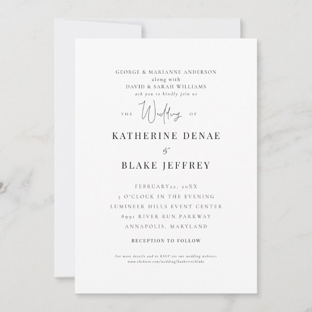 Elegant Grace Both Parents Wedding II Invitation (Front)