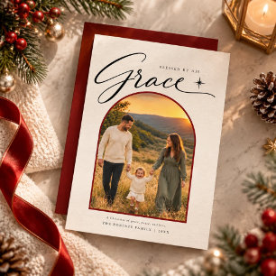 Elegant Grace Religious Christian Photo Christmas Holiday Card