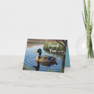 Elegant Graceful Mallard On Tranquil Country Pond Thank You Card