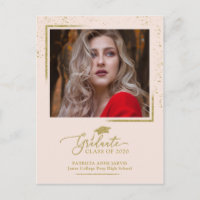 Elegant Grad Announcement Festive Gold Glitter