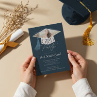 Elegant Grad Cap & Tassel Photo Graduation Party