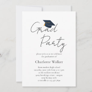 Elegant Grad Hat Typography Celebration Invitation