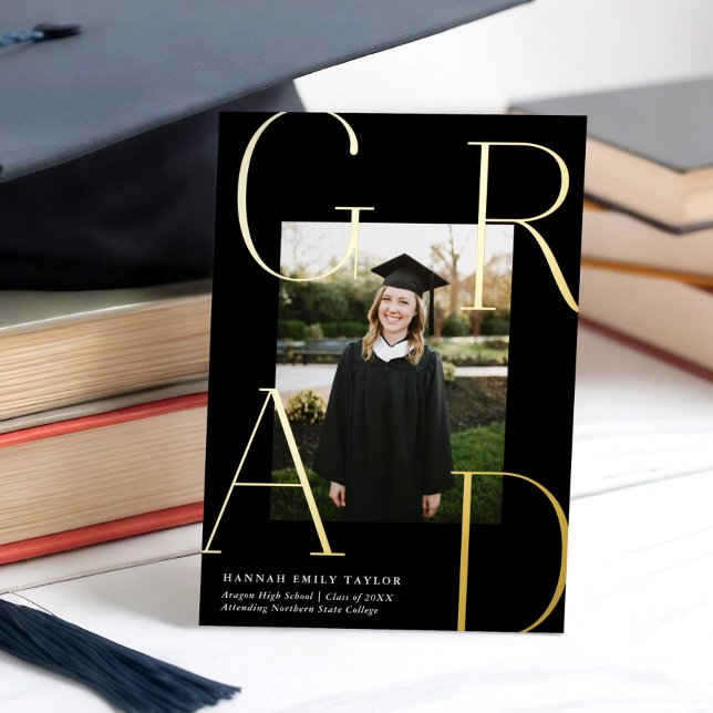 Elegant GRAD Photo Graduation Black + Gold  (Creator Uploaded)