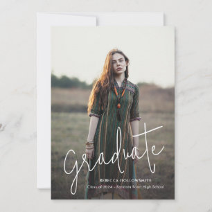 Elegant Grad Photo Graduation Custom Announcement