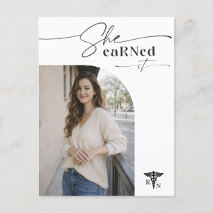 Elegant Grad Photo RN Graduation Announcement Postcard