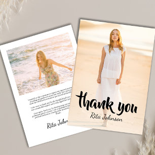 Elegant Grad Photo Senior High School Graduation Thank You Card