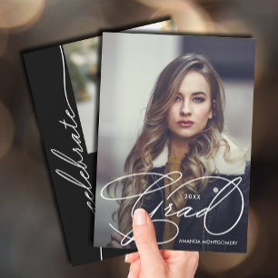Elegant Grad Script Photo Graduation Invitation