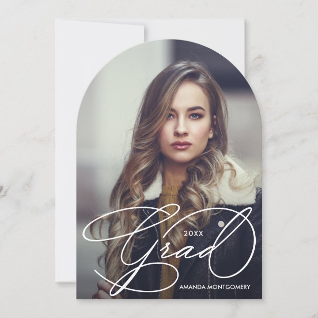 Elegant Grad Script Photo Graduation Invitation (Front)