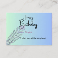 Elegant Gradient Birthday Card with Fern Leaf | Cu
