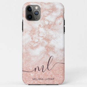 Elegant gradient copper rose gold glitter marble Case-Mate iPhone case