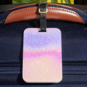 Elegant Gradient Glitter Swirl Holographic Luggage Tag