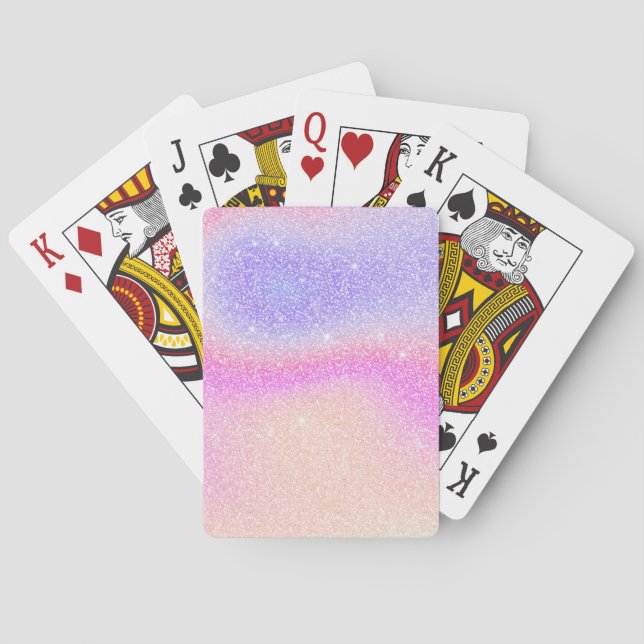 Elegant Gradient Glitter Swirl Holographic  Playing Cards (Back)
