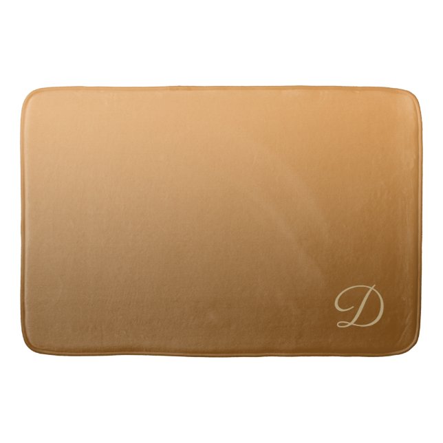 Elegant Gradient Gold with Custom Monogram Bath Mat (Front)