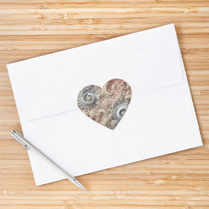 Elegant Gradient Pastel Lace Pattern Heart Sticker