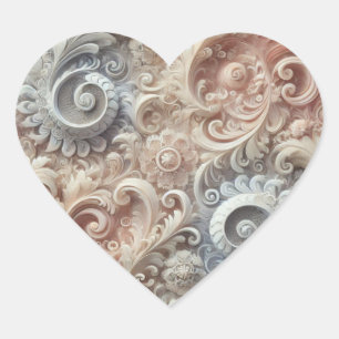 Elegant Gradient Pastel Lace Pattern Heart Sticker