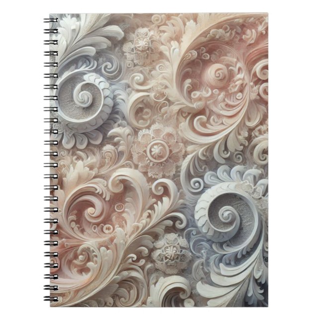 Elegant Gradient Pastel Lace Pattern Notebook (Front)