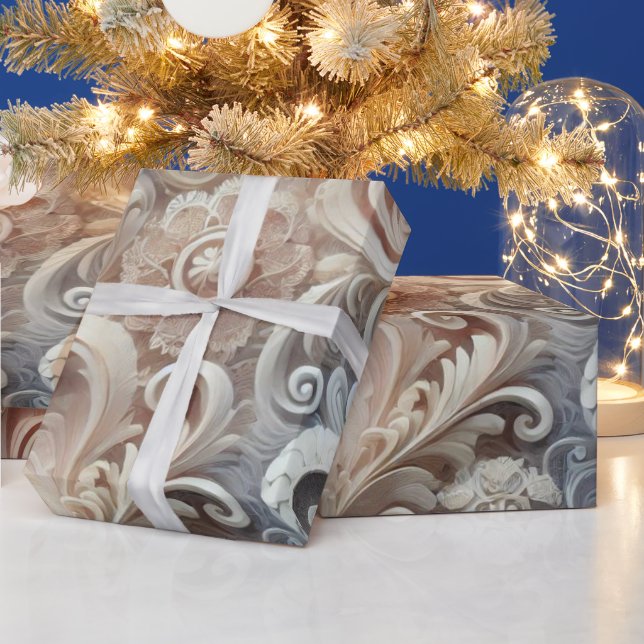 Elegant Gradient Pastel Lace Pattern Wrapping Paper (Holidays)