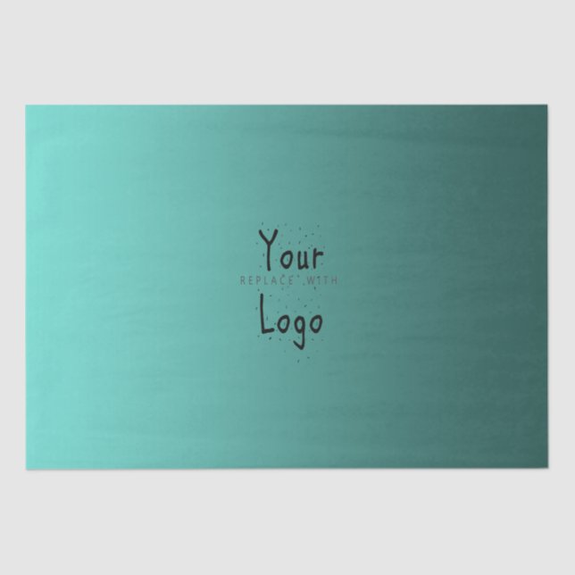 Elegant Gradient Teal Green with Custom Logo Tissue Paper (Front)