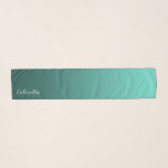 Elegant Gradient Teal Green with Custom Name Scarf<br><div class="desc">This scarf is simple yet elegant, with gradient teal green making a calm and exciting effect. Name is printed in one colour, but can be removed if you prefer a more general version. Text can easily be customised in any way you like. This scarf comes in a set of different...</div>