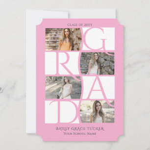 Elegant Graduate 5-Photo Light Pink Graduation Announcement