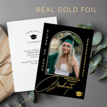 Elegant graduate arch photo graduation black gold