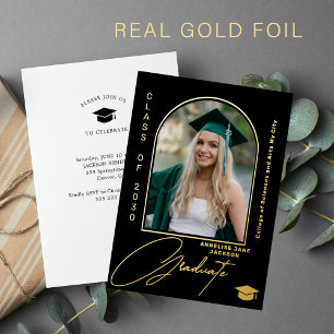 Elegant graduate arch photo graduation black gold