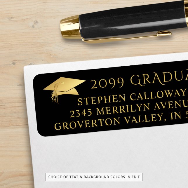 Elegant Graduate Black Faux Gold Foil Cap (Creator Uploaded)