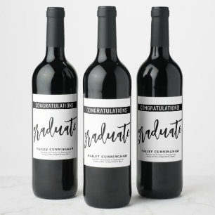 Elegant Graduate Brush Typography Graduation Wine Label