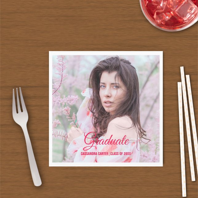 Elegant Graduate Custom Photo Napkin (Creator Uploaded)