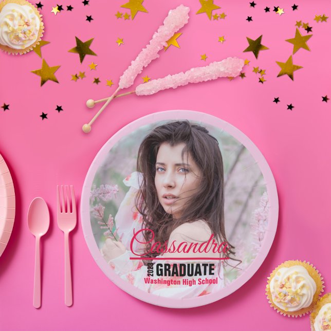Elegant Graduate Custom Photo Paper Plate (Creator Uploaded)