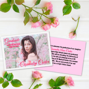 Elegant Graduate Girl Grad Photo Graduation  Announcement