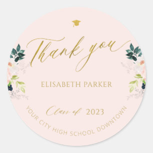 Elegant graduate gold script graduation thank you classic round sticker
