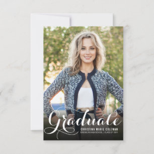 Elegant Graduate Modern Script 2 Photo Graduation Announcement