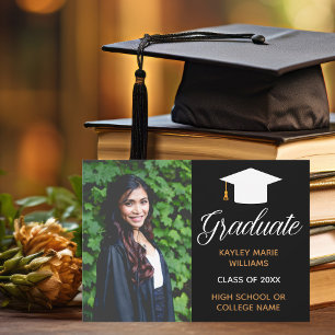Elegant Graduate Photo Black Gold 2026 Graduation Announcement