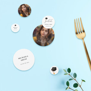 Elegant Graduate Photo Black Graduation Cap Confetti