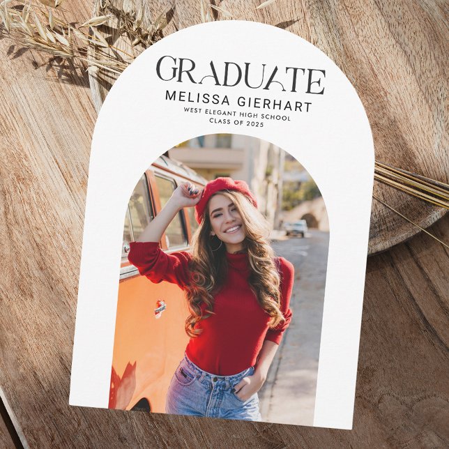 Elegant Graduate Photo Graduation 2025 Party Invitation (Graduation 2025 Arch Photo Block Party Invitation)