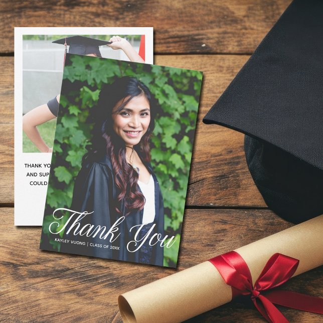 Elegant Graduate Photo Graduation Thank You Card (Creator Uploaded)