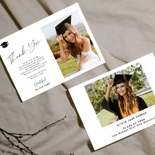 Elegant graduate photo graduation thank you card