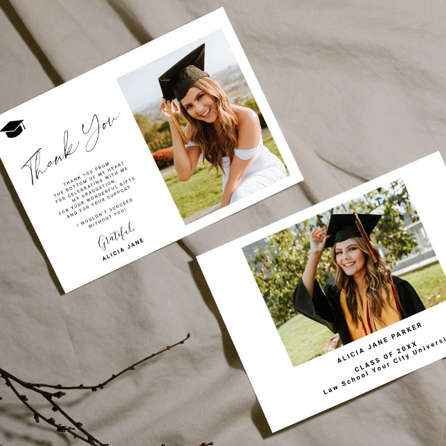 Elegant graduate photo graduation thank you card (Creator Uploaded)