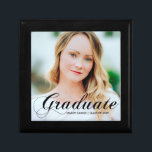 Elegant Graduate Photo Personalised Graduation Gift Box<br><div class="desc">Graduate written in elegant black callligraphy over your senior portrait photo makes a beautiful,  minimalist graduation gift box. Customise with your name and high school or university class of 2025 under the cursive typography.</div>