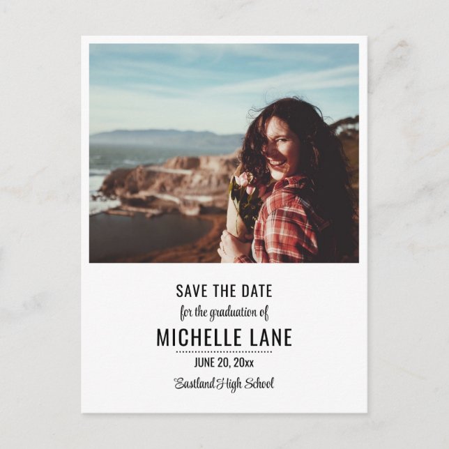Elegant Graduate Save The Date Photo Postcard (Front)